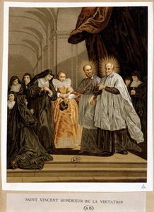Sint Vincentius van Paul, overste van de Visitatie, Jeanne de Chantal - naar 18e-eeuws schilderij. door Unknown artist