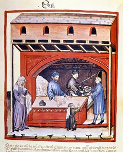 Verkoop van zout, extract van Tacuinum Sanitatis door Unknown artist
