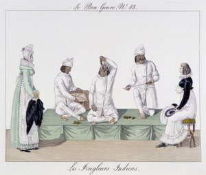 Saltimbanken: Indiase jongleurs, messen inslikken - in "The Good Kind", begin 19e eeuw door Unknown artist