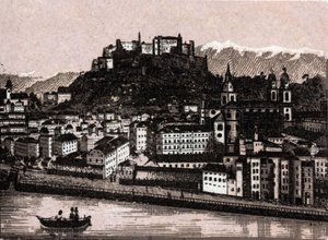 Salzkammergut Regio, Oostenrijk: Salzburg van Kapuzinergarten. in 