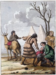 Samojeden huwelijk (nomadisch volk van Mongoolse oorsprong), begin 19e eeuw