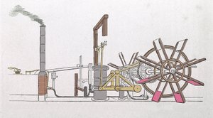 Schema van de wielas van de stoomboot 