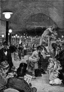 Beeldhouwzaal op de Salon van 1879 in het Palais des Champs-Elysees (Champs Elysees) in Parijs. Gravure in 