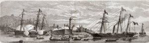 Tweede Italiaanse Onafhankelijkheidsoorlog, Italiaanse Campagne van 1859: Napoleon III (1808-1873) in de haven van Genua 12/05/1859 - Aankomst van de Fransen in Genua, 12 mei door Unknown artist