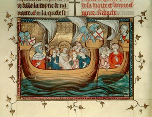 Zevende Kruistocht: de koning van Frankrijk, Sint Louis (of Lodewijk IX) (1214-1270) arriveert in Nicosia op Cyprus rond 1245. Miniatuur. B.N. Parijs