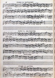 Bladmuziekpagina van verhandeling over versiering door Girolamo della Casa door Unknown artist