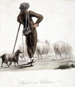Herder bij Valenciennes - aquarel door Unknown artist