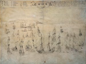 Belegering van Goa, Portugese kolonie, door de Nederlandse vloot tussen 1603 en 1639 door Unknown artist