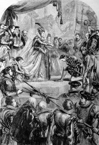 Sir Francis Drake (1540-1596), Engelse navigator werd geridderd door koningin Elizabeth I in 1581. Gravure door Unknown artist