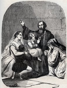 Sir Thomas More (Morus) (1478-1535) en zijn dochter Margaret en kinderen in de gevangenis