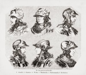 Zes Visigotische koningen van Spanje door Unknown artist