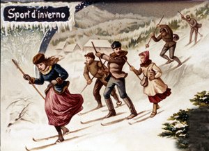 Skiërs. Chromo, eind 19e eeuw