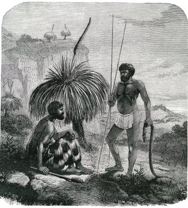 Slangenjagers in Australië. Gravure 1868