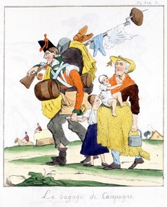 Engelse soldaat van de campagnes tegen Napoleon met zijn vrouw en kinderen - in "Musée de la caricature" door E. Jaime, ed. Delloye, Parijs door Unknown artist