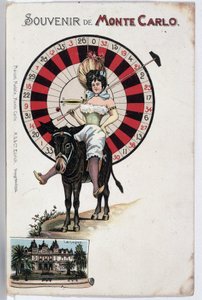 Souvenir ansichtkaart van Monte Carlo, eind 19e eeuw