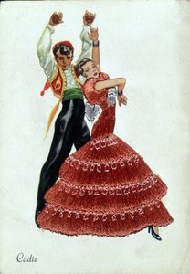 Spaanse Flamenco dansers in traditionele kleding door Unknown artist
