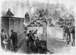 Toespraak door Eugene Rouher (1814-1884) bij de tribune du corps legislatif - Gravure In 