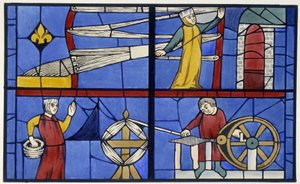 Spinatelier. Facsimile van een glas-in-loodraam van de Kathedraal van Amiens - in 