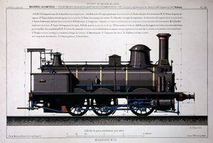 Stoomlocomotief - tekening in de was door Unknown artist