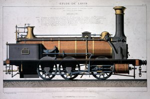 Stoomlocomotief - tekening in de was door Unknown artist
