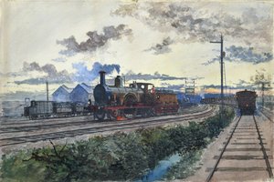 Stoomlocomotief, circa 1870 door Unknown artist