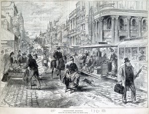 Straatscènes, Collins Street in Melbourne in 1889 door Unknown artist