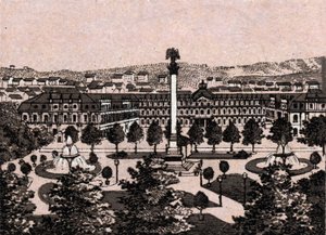 Stuttgart, Duitsland: uitzicht op het nieuwe kasteel (Nieuw Kasteel). in 