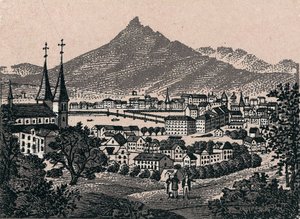 Zwitserland: uitzicht op de stad Luzern door Unknown artist