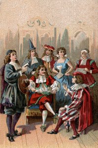 THE THEATRE IN THE AGES: Jean Baptiste Poquelin, dit Moliere (1622-1673) and his troupe. door Unknown Artist