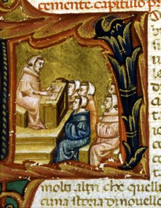 Onderwijs. 14e-eeuws manuscript.