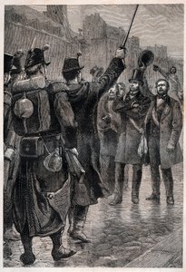 De arrestatie van Victor Schoelcher (1804-93) bij de Saint Antoine Barricade, 4 december 1851 - Tijdens de opstand veroorzaakt door de staatsgreep van Louis Bonaparte (de toekomstige Napoleon III)