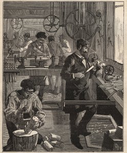 De kunst van draaien: draaierwerkplaats op hout. Gravure uit 1885 in 