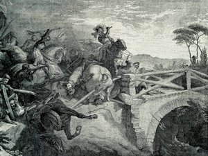 De Slag bij Garigliano tussen Fransen en Spanjaarden tijdens de Derde Italiaanse Oorlog, 29 december 1503: Gonzalo Fernandez De Cordoba genaamd El Gran Capitan door Unknown artist