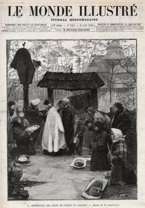 De Zegening van Paaseieren in Galicië (Klein Rusland) - gravure in 