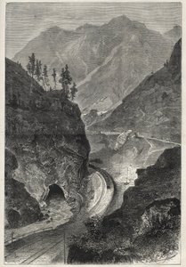 De Brenner-spoorweg naar Tirol - Gravure 1867 door Unknown artist