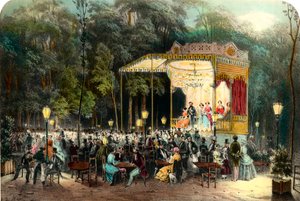 Het Café des Ambassadeurs aan de Champs Elysees Gravure uit 1853 Privécollectie