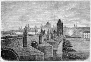 De Karelsbrug in Praag - Gravure in 