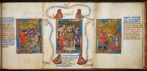 De dronkenschap van Noach; de bespotting van Christus; kinderen die de profeet Elisa bespotten. door Unknown artist