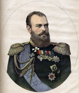 De keizer (tsaar) van Rusland Alexander III Gravure uit 1891
