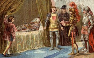 De Engelse gouverneur van Châteauneuf-de-Randon gaf zich over en kwam de sleutels van het plein leggen op het sterfbed van Bertrand du Guesclin, op 13 juli 1380 voor wie de stad werd belegerd. De connetable stierf, volgens door Unknown artist