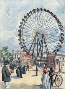 Het reuzenrad van de wereldtentoonstelling van 1900 in Parijs.