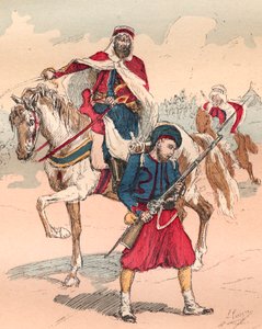 Het Franse leger onder het bewind van Louis Philippe van 1830 tot 1848 - Zouave en Spahi - Gravure van 1882 in 