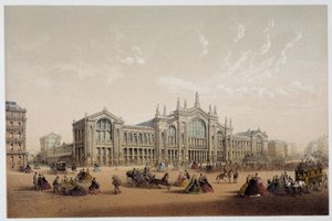Het Gare du Nord - lithografie, 19e eeuw