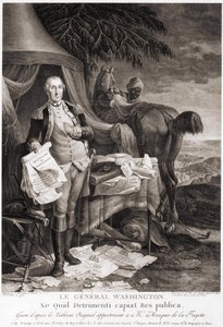 De Generaal Washington (1732 - 1799), gegraveerd naar het originele schilderij dat toebehoort aan de Markies de la Fayette door Unknown artist