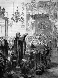 Het Hogerhuis tijdens het proces van Koningin Caroline in 1820 - Toespraak van MR Brougham voor de verdediging