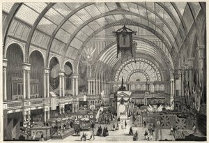 De Internationale Tentoonstelling in Amsterdam 1869 - Binnenaanzicht van het Paleis van de Internationale Tentoonstelling door Unknown artist