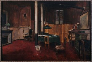 De redactiekamer van het Journal des débats, ca. 1889 (olieverf op hout) door Unknown artist