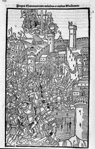 De Ridders van Rhodos (de Orde van de Hospitaalridders van Sint-Jan van Jeruzalem) vallen Rhode Island aan in 