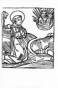 Het leven van Sint Bernard de Menthon (923 - 1008). Gravure uit “Leben der Heiligen - sommerteil” (Het boek van de heilige) door Jacobus (James) van Voragine (1228-1298). Lübeck 1488 door Unknown artist