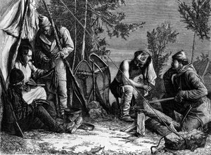 Het leven van trappers (beroepsjagers) in Canada: Het kamp.